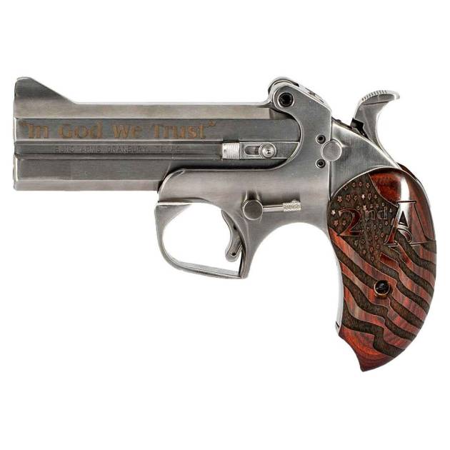Bond Arms Protect the 2nd Amendment 45 (Long) Colt 4.25in Engraved Stainless Break Action - 2 Rounds