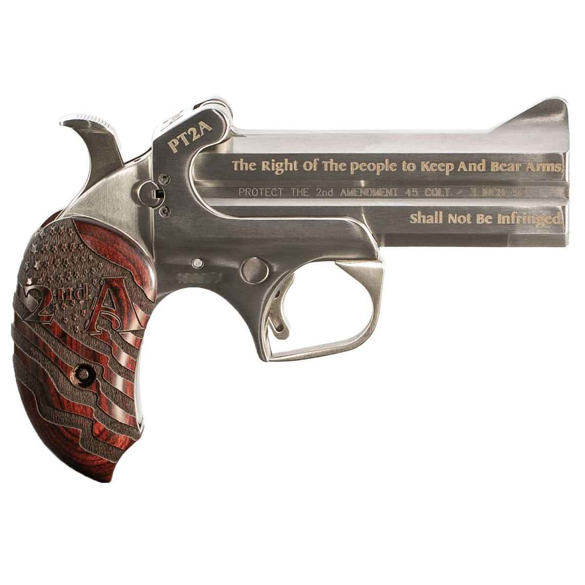 Bond Arms Protect the 2nd Amendment 45 (Long) Colt 4.25in Engraved Stainless Break Action - 2 Rounds - Image 6