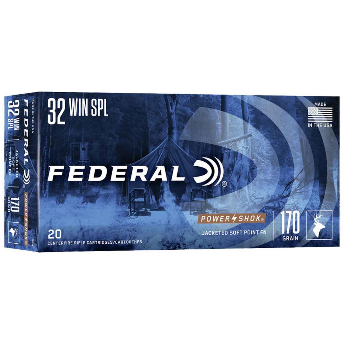 Federal Power-Shok 32 Winchester Special 170gr SP Rifle Ammo - 20 Rounds