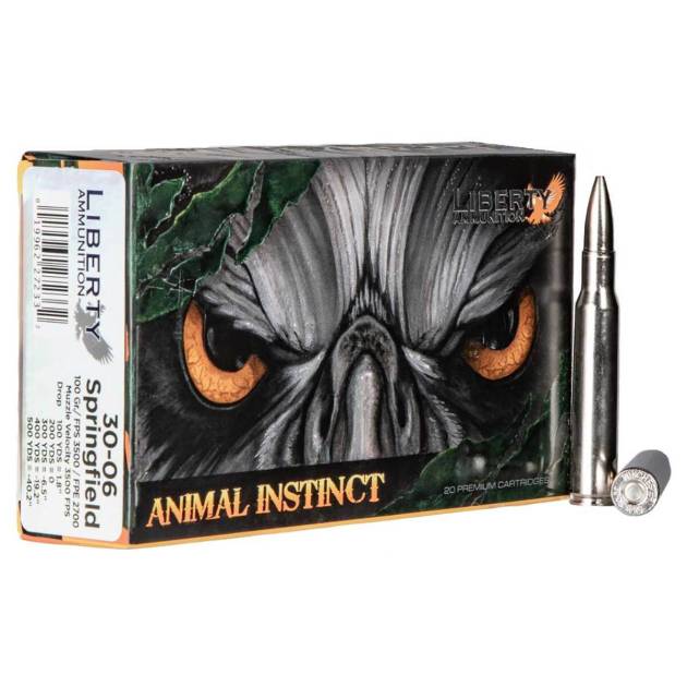 Liberty Ammunition Animal Instinct 30-06 Springfield 100gr FCHP Centerfire Rifle Ammo - 20 Rounds