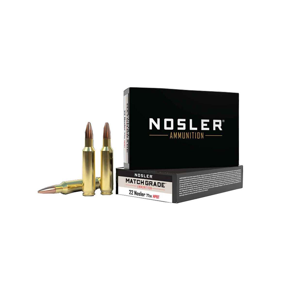 Nosler Match Grade 22 Nosler 77gr Custom Competition HPBT Centerfire Rifle Ammo - 20 Rounds