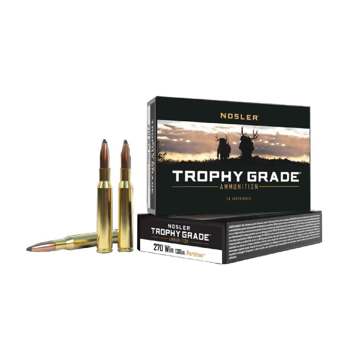 Nosler Trophy Grade 270 Winchester 130gr FMJSP Centerfire Rifle Ammo - 20 Rounds