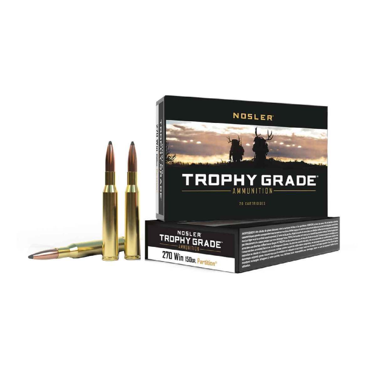 Nosler Trophy Grade 270 Winchester 150gr FMJSP Centerfire Rifle Ammo - 20 Rounds