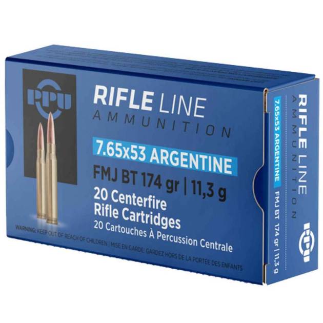 PPU Metric Rifle 7.65x53mm Mauser 180gr SPBT Rifle Ammo - 20 Rounds