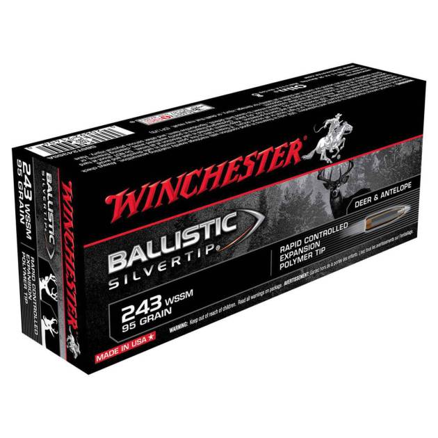 Winchester Ballistic Silvertip 243 WSSM (Winchester Super Short Mag) 95gr Ballistic Silvertip Rifle Ammo - 20 Rounds