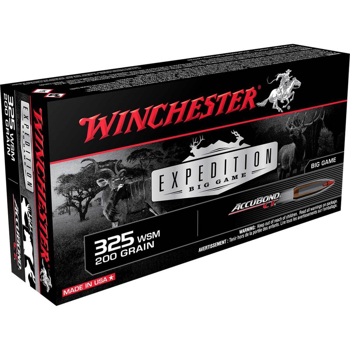 Winchester Expedition 325 WSM (Winchester Short Mag) 200gr Accubond Rifle Ammo - 20 Rounds