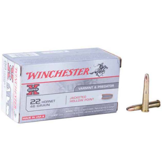 Winchester Super X 22 Hornet 46gr JHP Rifle Ammo - 50 Rounds