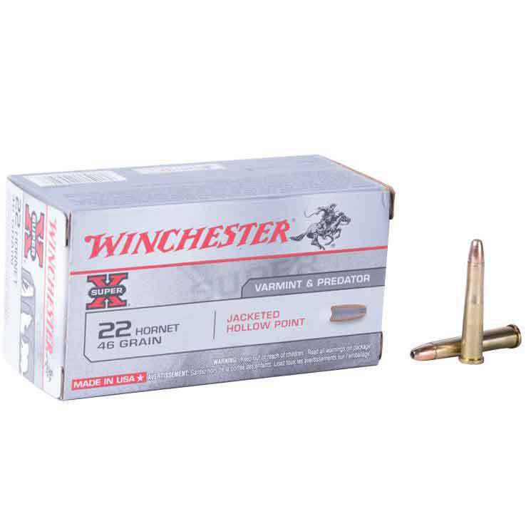 Winchester Super X 22 Hornet 46gr JHP Rifle Ammo - 50 Rounds