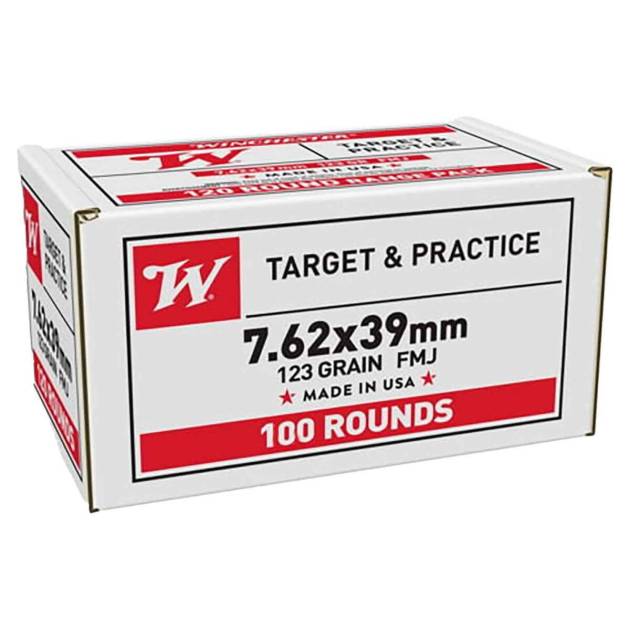 Winchester USA 7.62x39mm 123gr FMJ Rifle Ammo - 100 Rounds