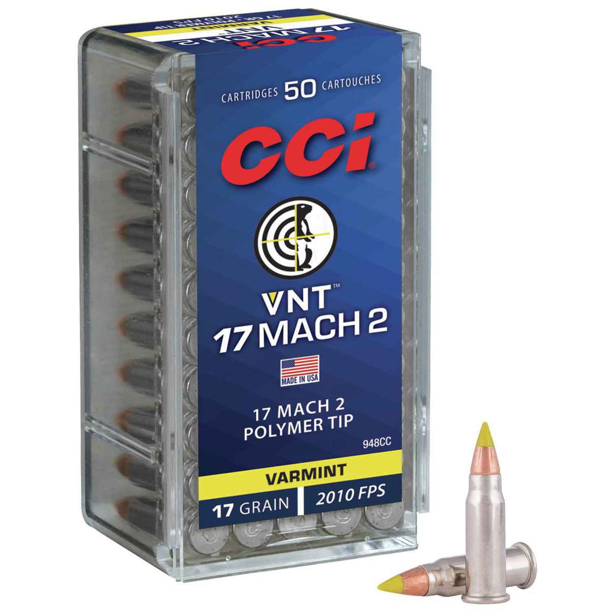 CCI VNT 17 Mach 2 17gr Polymer Tip Rimfire Ammo - 50 Rounds
